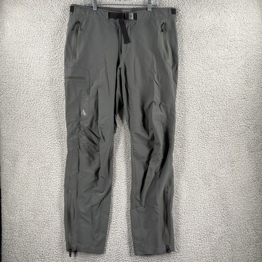 Eddie Bauer First Ascent Pants Mens Large L Tall Gray Performance Belted Hiking